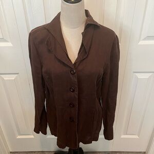 It’s a new Vision size L 100% Linen Women's Brown Button-Front Jacket